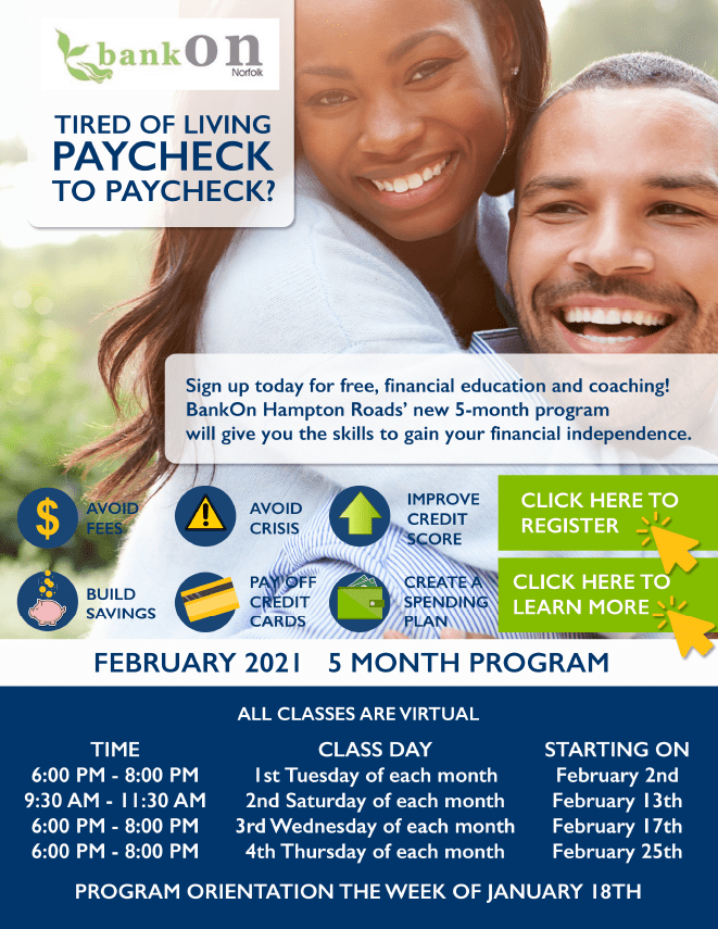 BankOn Norfolk
February 2021 - 5 month program